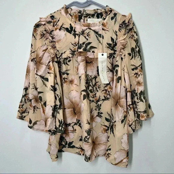 Happy x Nature Kate Hud Ruffle Floral Long Sleeve Size M - Picture 1 of 8